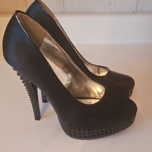 Elegant Black Studded Heels Size 8